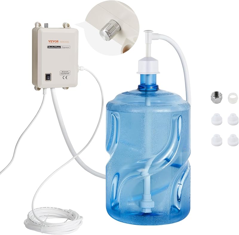 VEVOR Sistema de bomba dispensadora de agua embotellada, sistema dispensador de 5 galones, dispensador de agua eléctrico automático, bomba de jarra de agua de entrada única, uso compatible con máquina de café/té, refrigerador, máquina de hielo