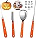 Messe mit günstig Kaufen-Ubitree Kürbis Schnitzset mit 10 Stück Schnitzvorlagen, 4 Stück Halloween Kürbis Schnitzwerkzeug Edelstahl Schnitzmesser Kinder, Halloween Deko für Kinder, Erwachsene und Familie