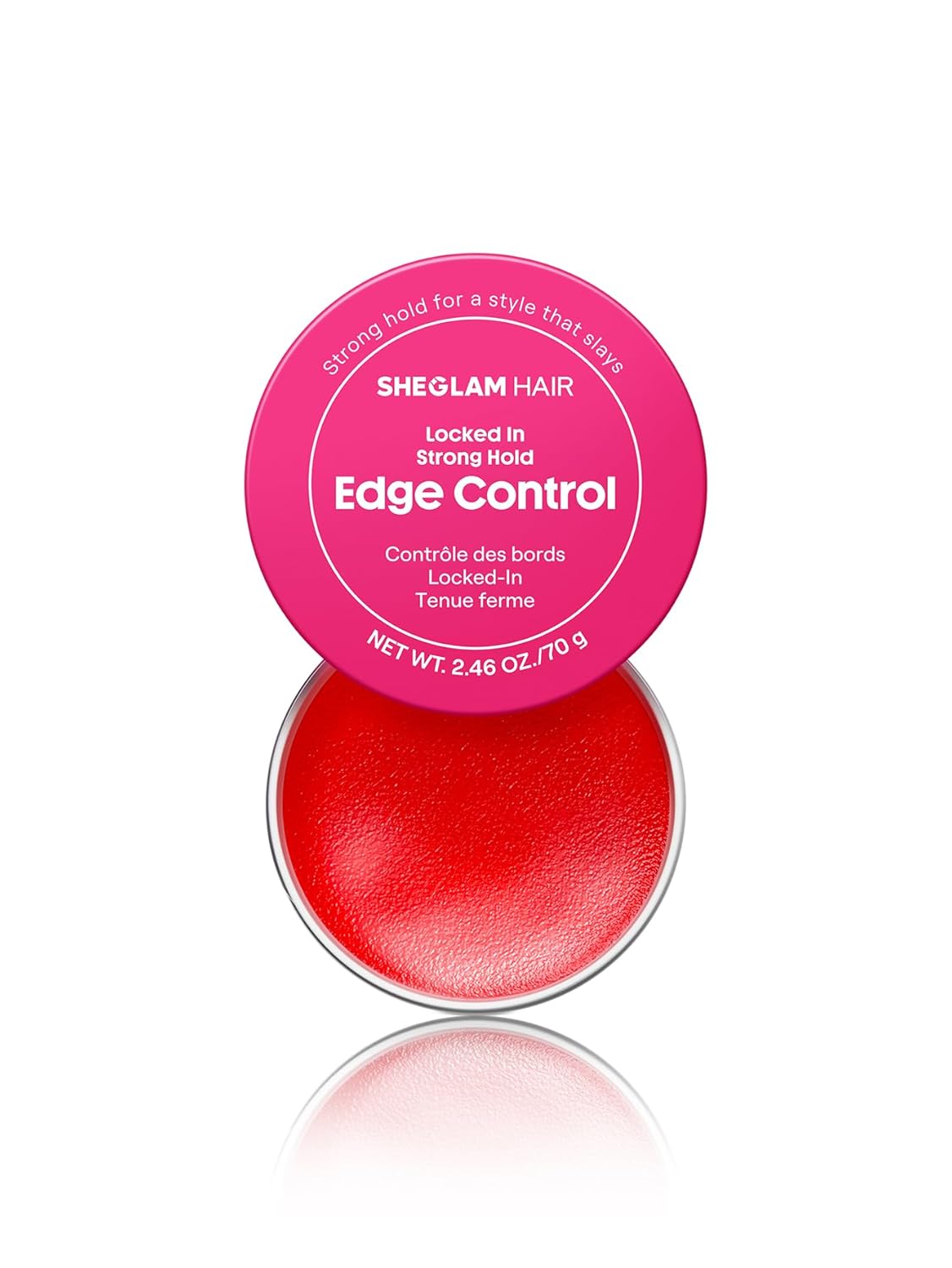 SHEGLAM Strong Hold Edge Control Gel – Non‑Greasy, Water‑Resistant, No Flakes or White Cast – Infused with Castor, Jojoba & Camellia Oils – Cranberry Scent – Sleek Edges & Frizz Control – 2.5 fl oz