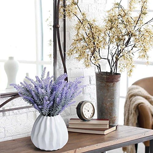 JustYit A bouquet 4 Heads Artificial Lavender|Purple Plastic Flowers|Simulation Flower|Simulation real natural Lavender|DIY Wedding Bouquet Indoor Outside Garden Patio Wall Plant/romantic Purple