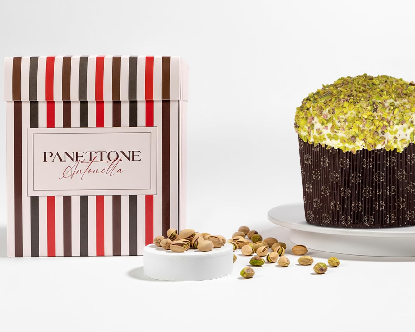 Panettone Antonella Pistacho 1100 gramos | Panetone Artesano de Masa Madre relleno de Crema de Pistachos y Turrón de Jijona | Sin Conservantes Ni Colorantes | Dulce Navideño | Receta Tradicional