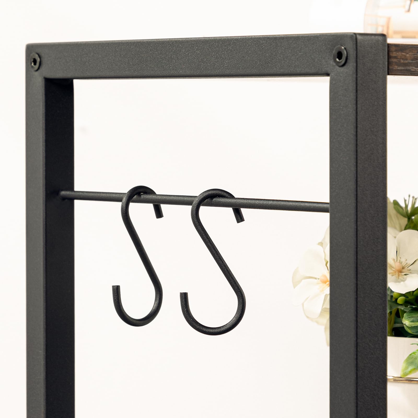 MAHANCRIS Chariot d’Imprimante de Style Industriel, Support d’Imprimante Roulant à 3 Niveaux, Étagère à roulettes avec 2 Prises et 2 Ports USB, pour Bureau, Salon, Marron Rustique et Noir APTHR40UE01