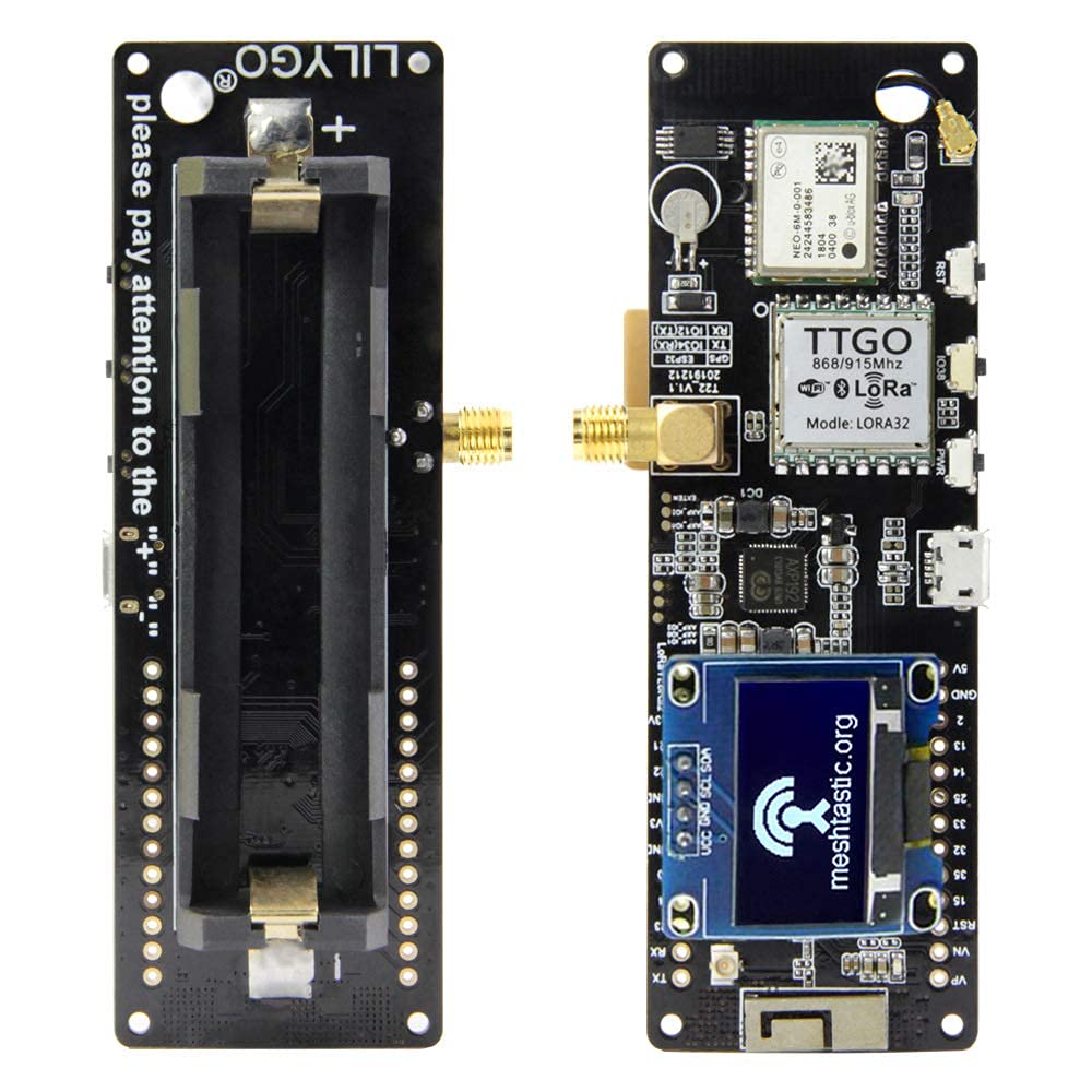 Generic TTGO Meshtastic T-Beam V1.1 ESP32 WiFi BT ESP32 GPS NEO-6M SMA 18650 Battery Holder with OLED