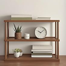 3 Tier Short Bookshelf Wooden Open Narrow Bookshelf Small Desktop Bookshelves Multifunctional Display Stand Free Standing Storage Rack for Books Shoes Flowerpots Home Decor Coffee