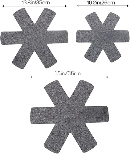 Miniatura 3 de Protectores de ollas y sartenes, juego de 12 y 3 tamaños diferentes, almohadillas divisoras de ollas, protectores de sartenes apilables,