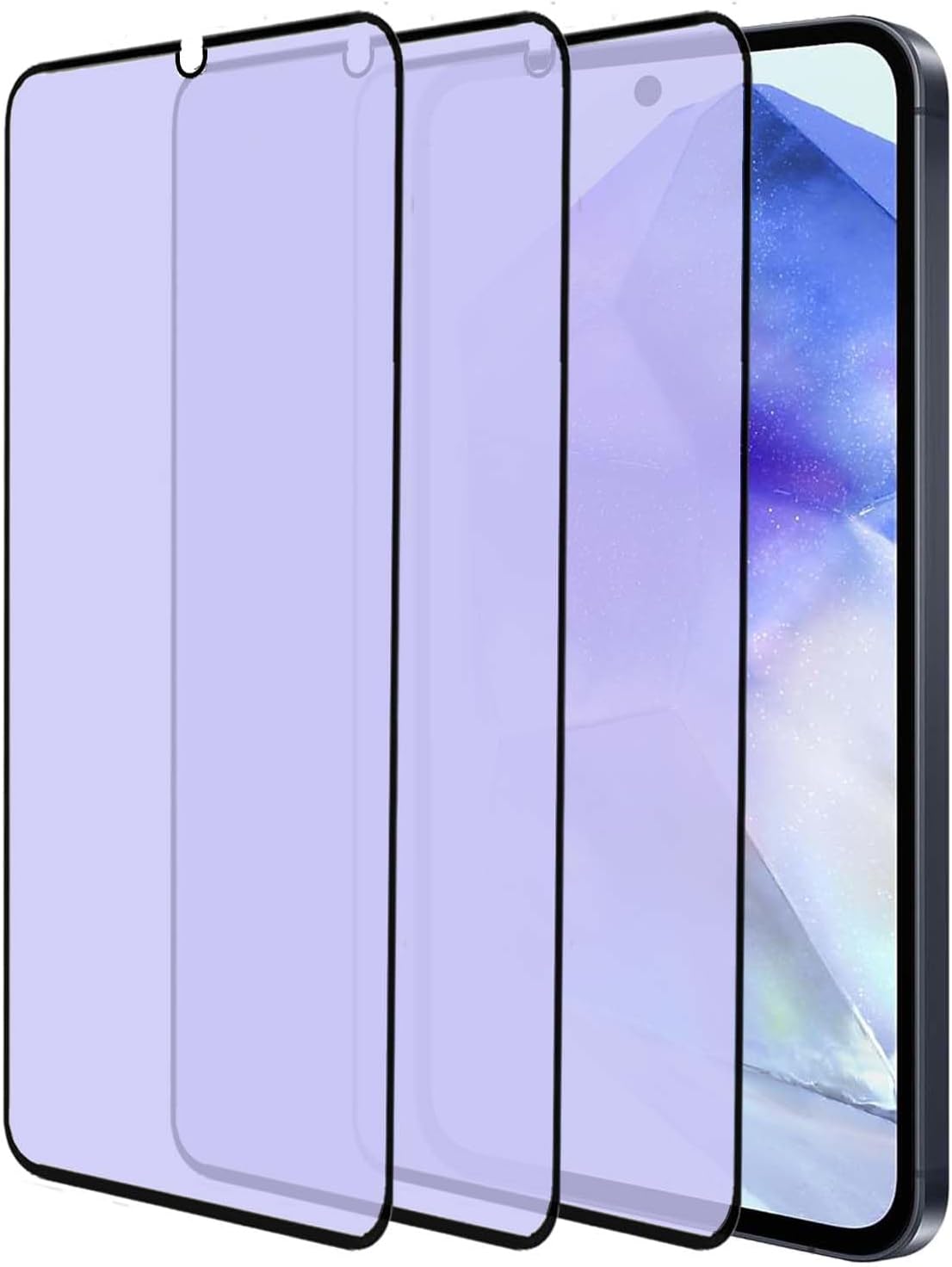 3 pack Anti Blue Light Tempered Glass Screen Protector for Samsung Galaxy A55. Eye Protection Tempered Glass Film,No Bubbles,9H, HD, Blue Light Blocking Film for Galaxy A55 6.6”