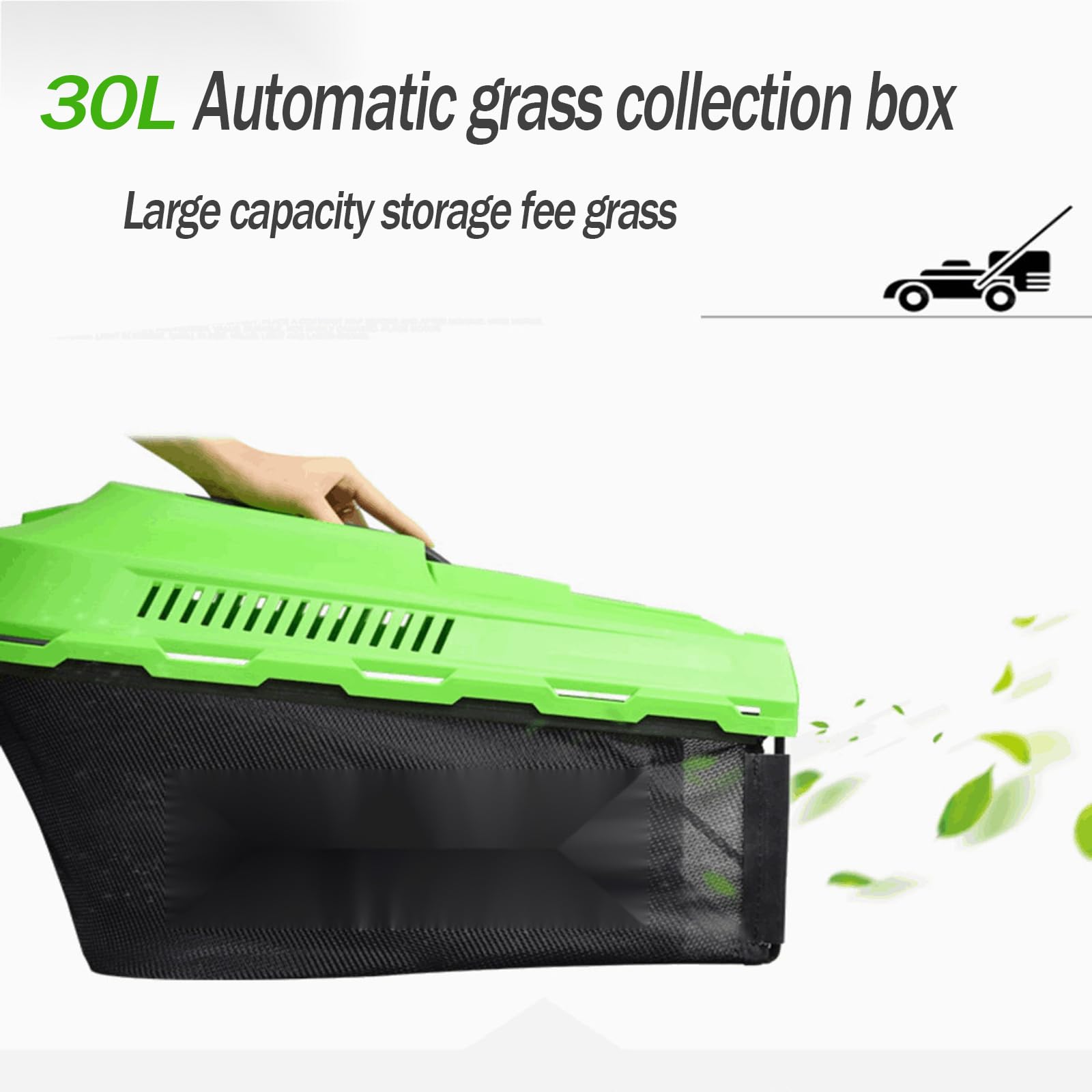 FfiMe Cortacésped eléctrico, 1600 W, Caja de césped Grande de 30 L, Ancho de Corte de 32 cm, 3 Alturas de Corte Ajustables (25-65 cm), Plegable para Almacenamiento, cortacésped inalámbrico