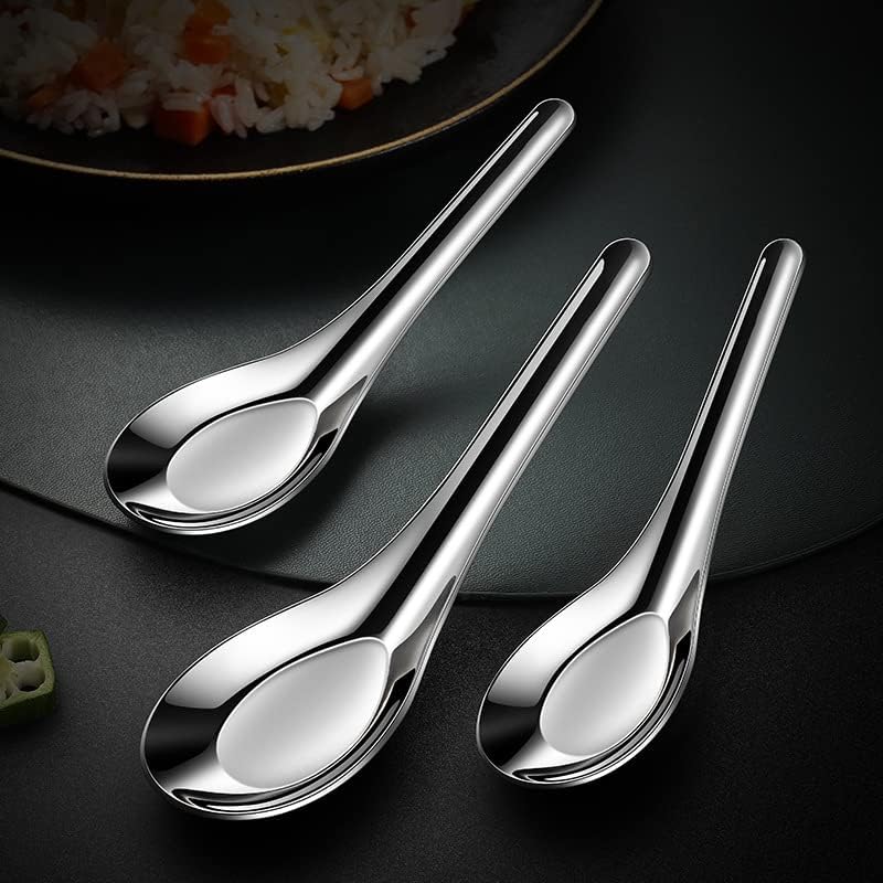 Miniatura 2 de 2 cucharas de sopa de acero inoxidable, cucharas de sopa, cucharas de sopa china, cuchara de sopa asiática, cucharas de mesa, cucharas de