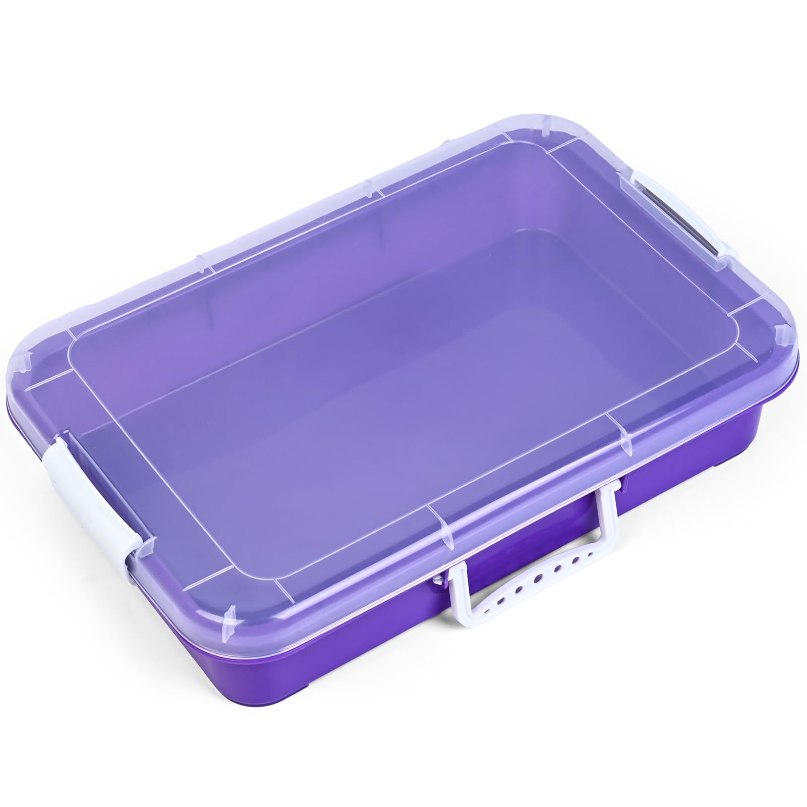 Madzee Plastic Activity Tray with lid for Slime, Beads, Sand and Sensory Toys – 15 Inches (Purple)
