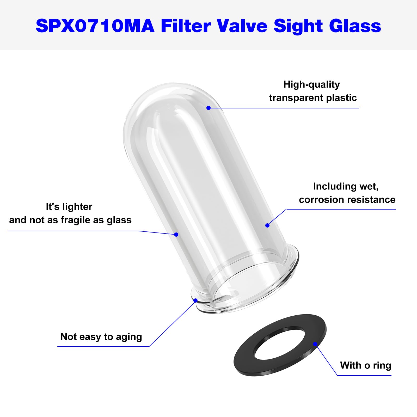 Filtro a sabbia SPX0710MA per Hayward Pool Filter Sight Glass, ricambio Hayward Pool filtro a sabbia parti SP0710, SP0711, SP0711, SP0712, SP0714T, SP0715, SP0716 con guarnizione O-Ring
