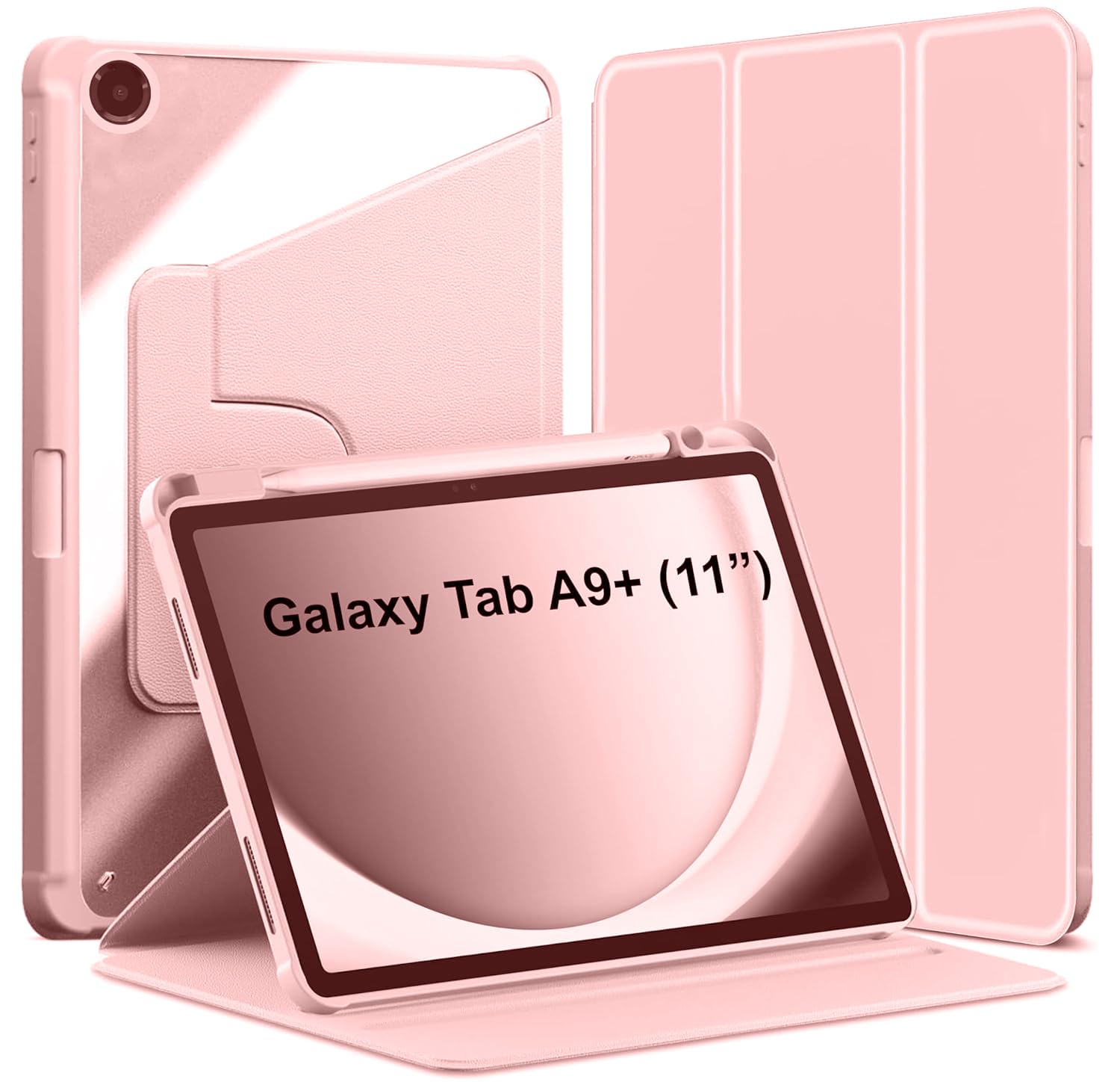 Smart case Samsung Galaxy Tab A9+ antichoc transparente or rose - 8