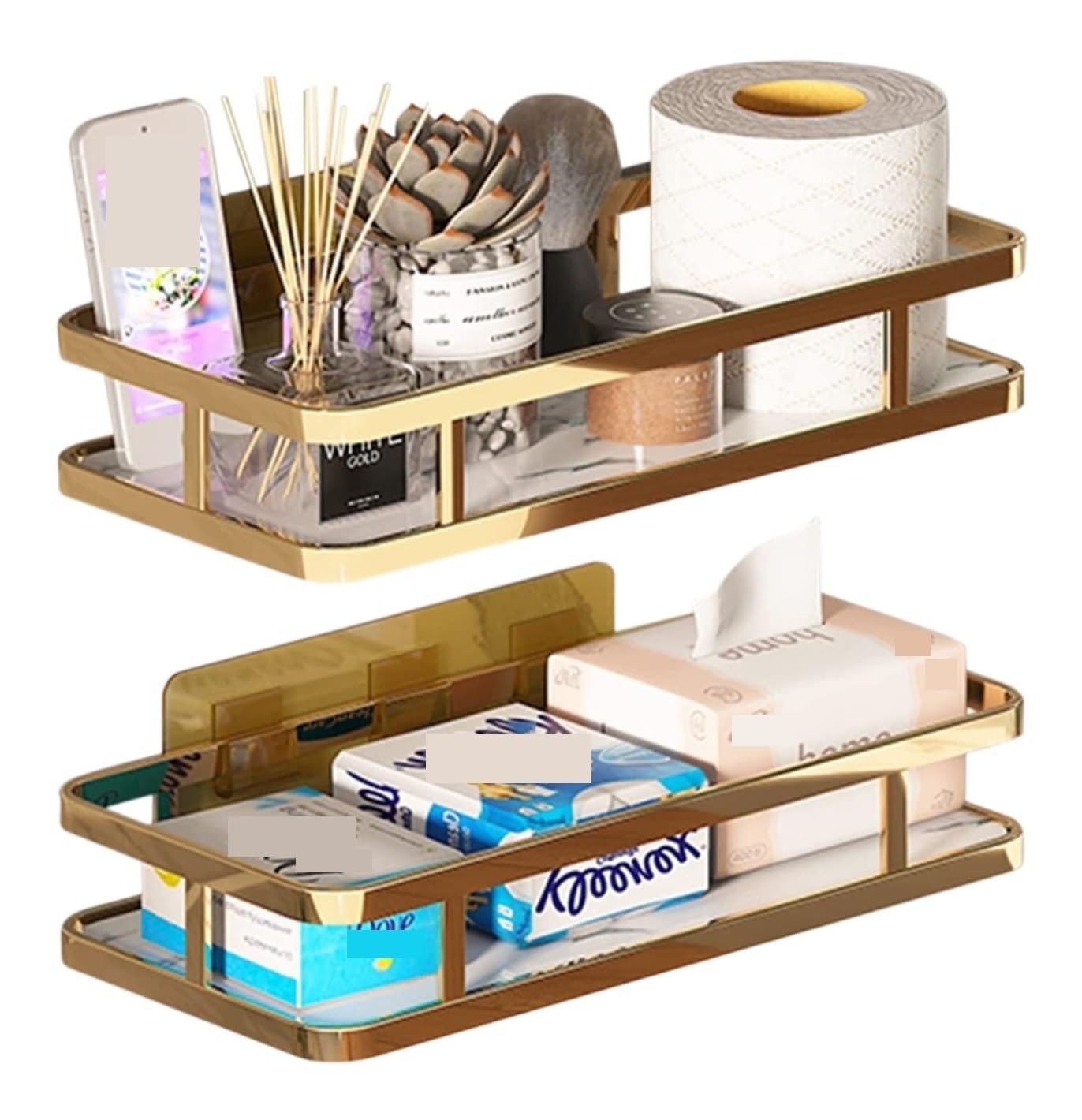 AZHKJKZH Shower Shelf Shower Basket Organizer Wall Bathroom Shelf No Drill Shelves For Bathroom Accessories(2 story)
