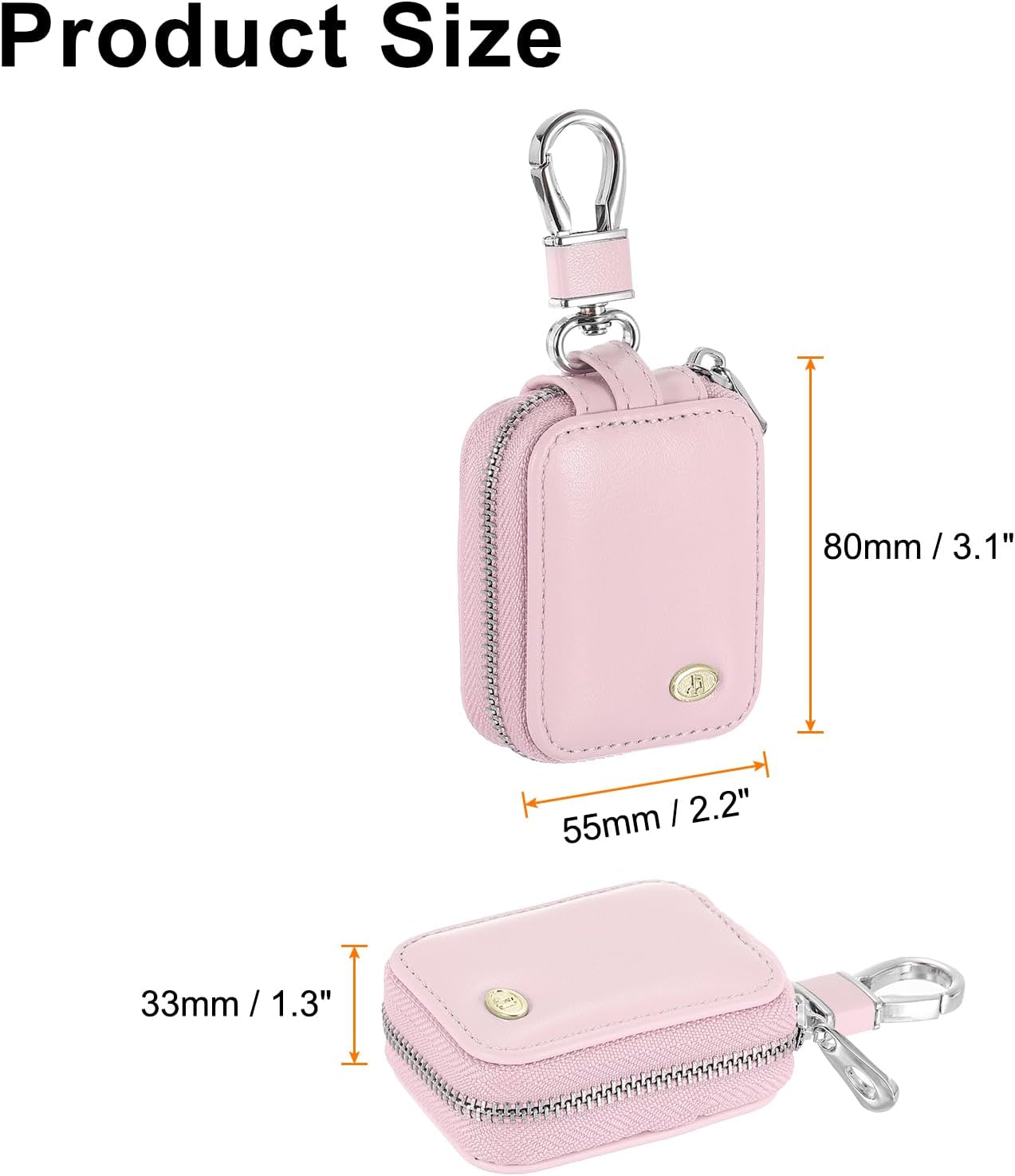 HARFINGTON Earbuds Cases, Earphone Case Holder, PU Leather Ear Buds Case Zipper Organizer Small with Mesh Pocket for USB Cable, Wireless Wired Earphones, Pink - Image 2