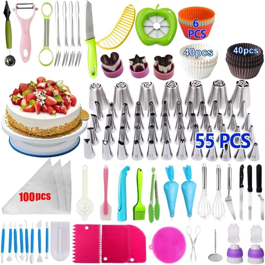 287 Piece Cake Baking Tool Set Turntable Combination Flower Mouth Carving Pen