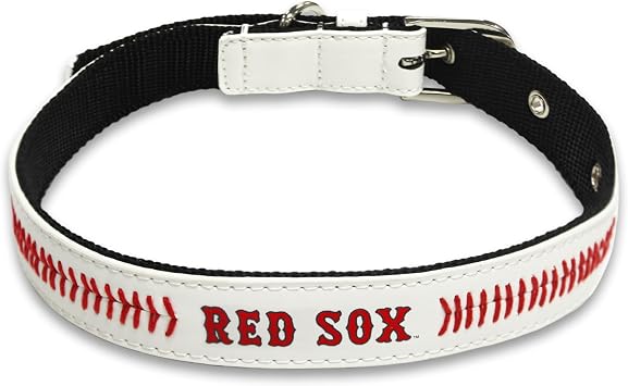 MLB Dog Collar Boston RED SOX New Signature PRO PVC-Leather Premium Pet Collars Extra Tough & Durable! Super Stylish! Size Small Adjustable 12-15" Length x 0.75" Width