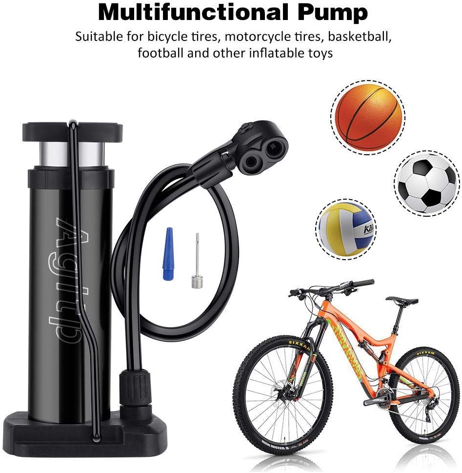Agltp Bike Pump,Mini Bike Floor Pump Compact Mini Bicycle Tire Pump Compatible with Presta and Schrader Valve Portable Bicycle Pump,Aluminum Alloy Floor Bicycle Air Pump,Free Puncture Repair Kit