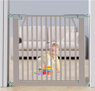 Safety Baby Gate Auto Close, Pressure Mount Metal Baby Gate 30"-40" for Stairs Doorways, 30" Tall Extra Wide Dog Gate for Pets, Double Locking System