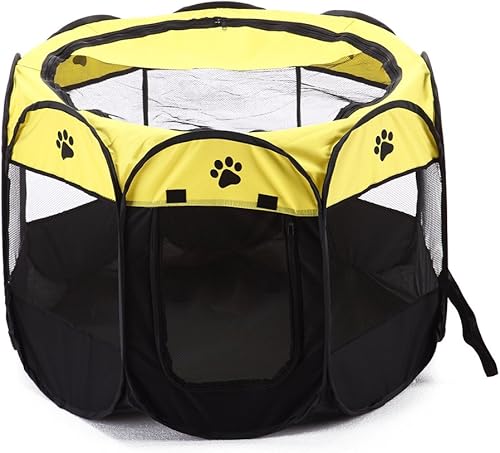 Miniatura 8 de S-Lifeeling Corralito plegable para mascotas, perrera extraíble, perro, gato, conejo, malla, cubierta de malla, portátil, impermeable, plegable,