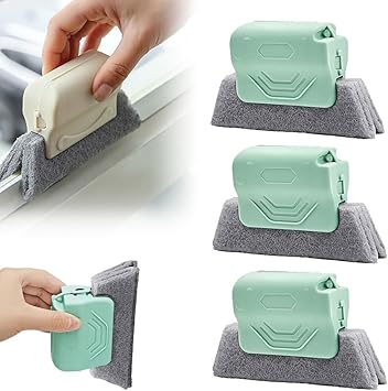 Magic Window Track Cleaner, 2025 New Window Groove Cleaning Brush Tools Set, Hand-held Window Track Cleaner Brushes Tools Set for Window lides Gaps Tile Lines Shutter Car Vents Green 3pcs