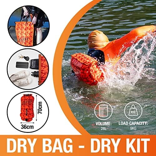 DIPPY Tow Floats For Open Water Swimming | 28L Swim Buoy Open Water Swimming Float | Waterproof Swimming Buoy | Tow Float Dry Bag | Wild Swimming Float | Wild Swimming Accessories Triathlete, Swimmer