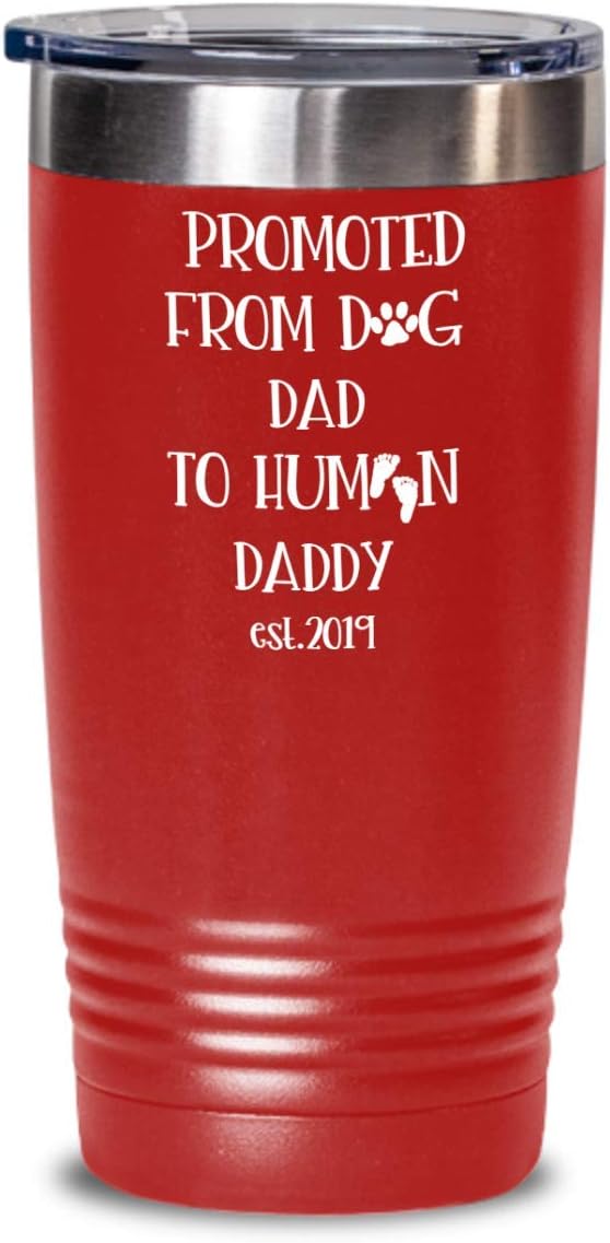 First Time Dad Tumbler Mug Est 2019 Pregnancy Announcement Daddy to Be New Father Mug Baby Reveal From Dog to Human Birth
