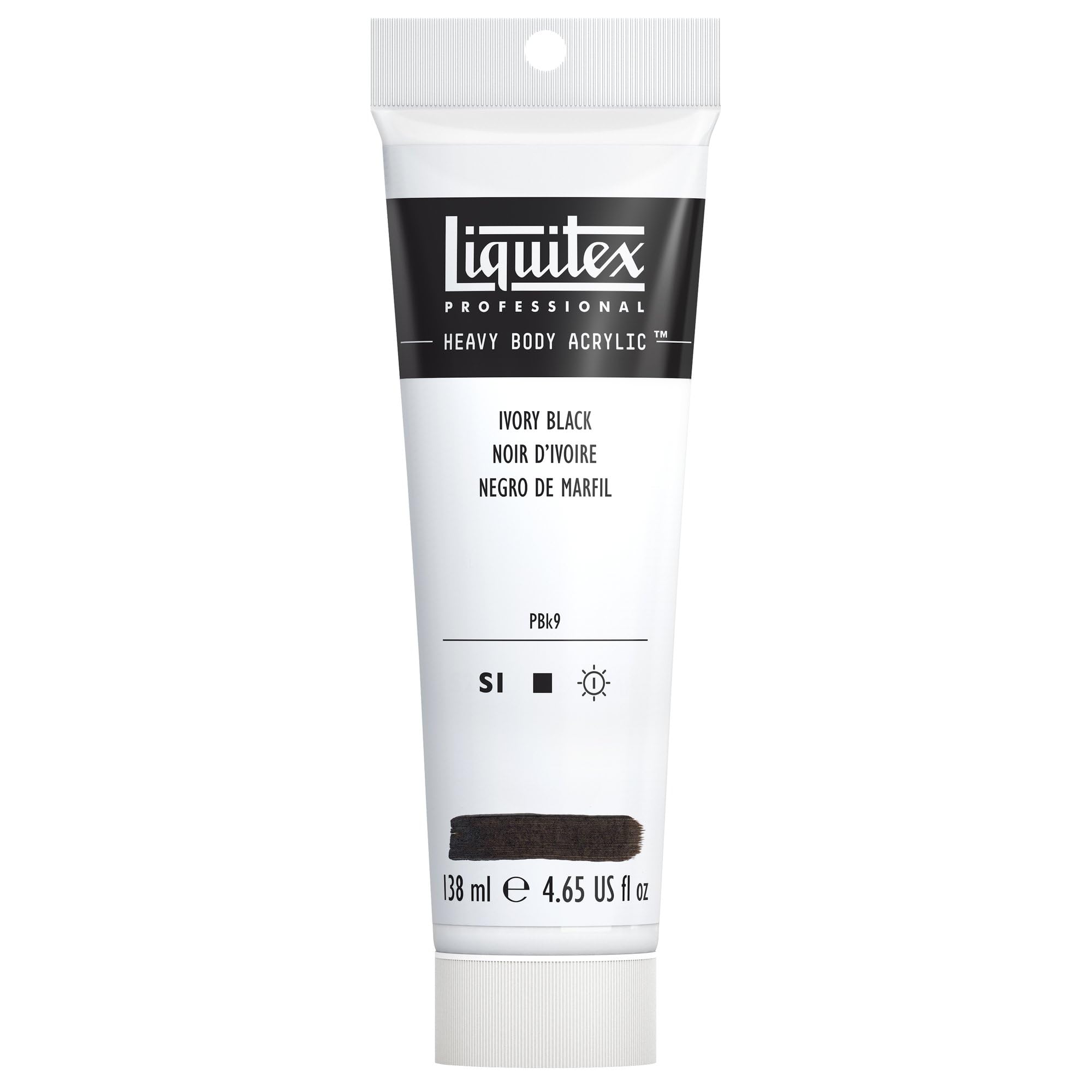 Liquitex 1047244 Professional Heavy Body Acrylfarbe in Künstlerqualität mit ausgezeichneter Lichtechtheit in buttriger Konsistenz, 138ml Tube - Elfenbeinschwarz