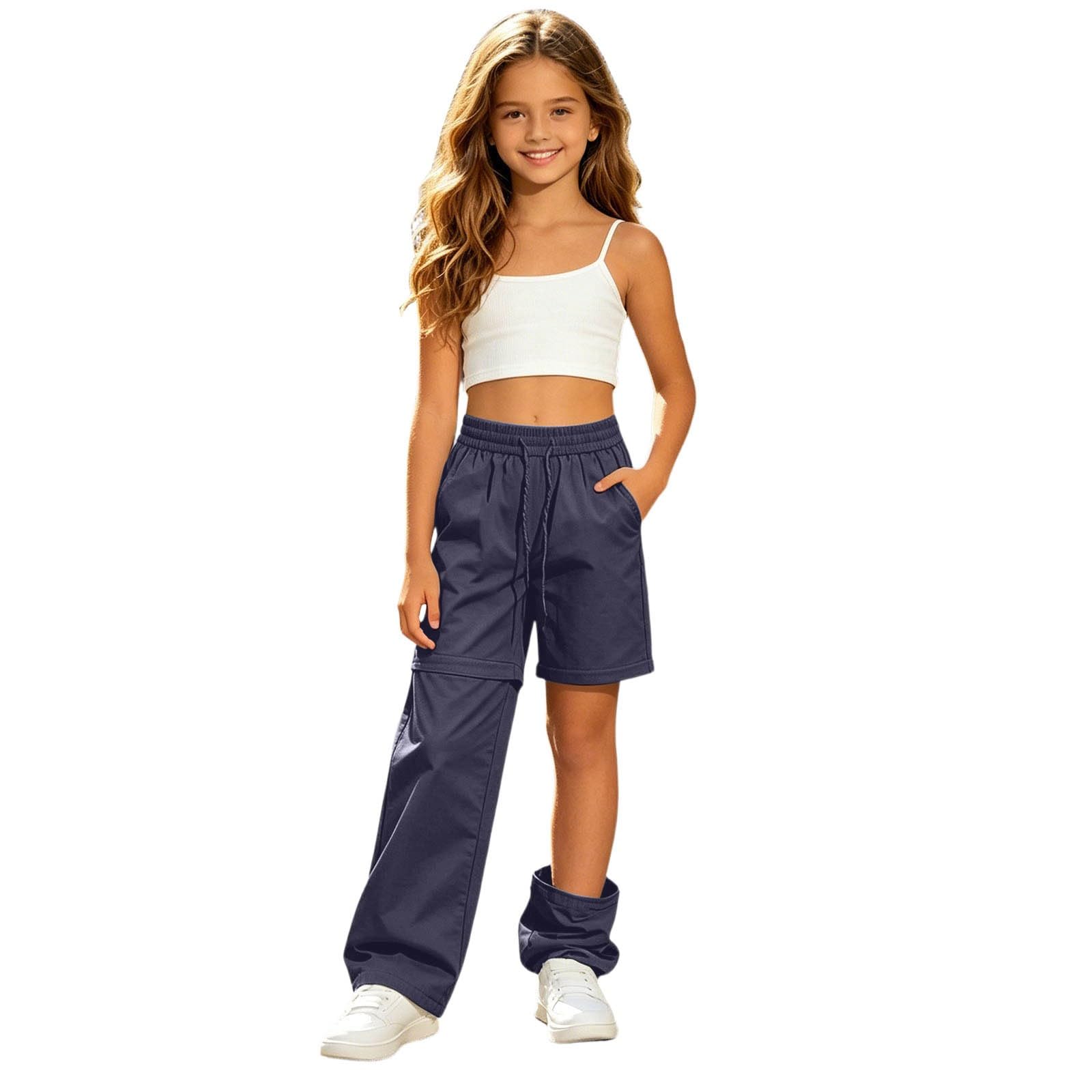 Pantaloni Trekking Ragazza Impermeabile Zip off Convertibile Pantaloncini Primavera Estivi Leggera Traspiranti Pantalone Cargo Alpinismo Escursionismo Calzoni Sport e Outdoor per Bambini 6-14 Anni