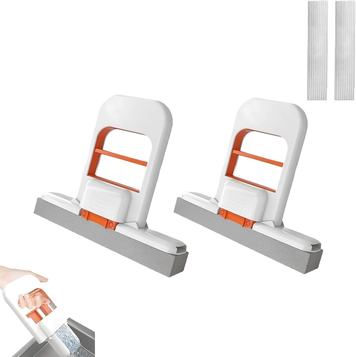 Foldable Desktop Mop, Portable Foldable Cleaning Sponge Mop, Wet Dry Cleaning Tool for Bathroom, Kitchen, Glass, Car(Orange,2PC)