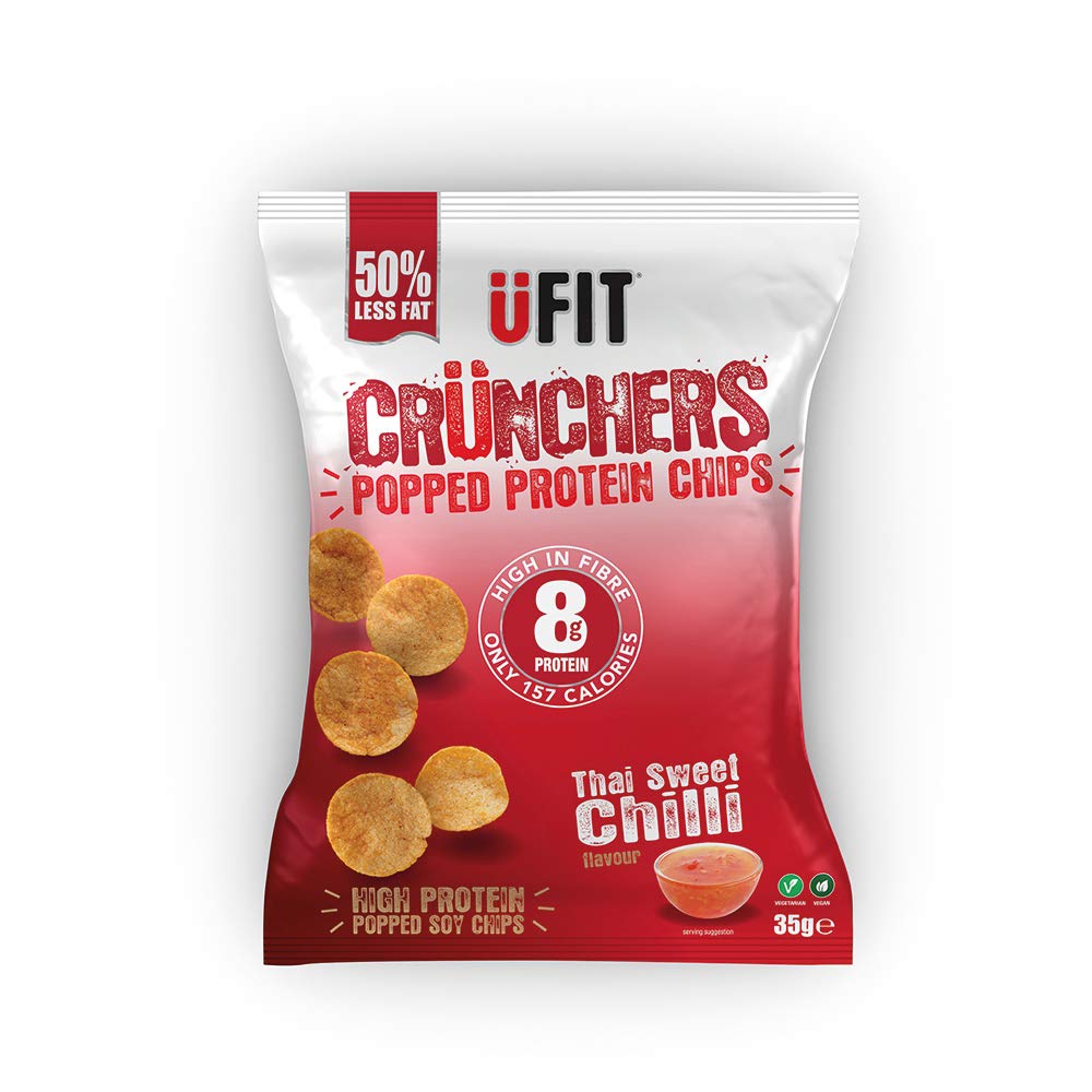 UFIT Crunchers Popped Chips, High Protein Healthy Crisps Thai Sweet
