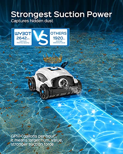 Wybot Futuristic Cordless Robotic Pool Cleaner, Lasts 130Mins, Dirt Detect Technology 3.0, Pool Vacuum For Above/In Ground Pools, Strong Suction, Led Indicator, Ideal For Pools Up To 1300 Sq.ft #TOP2