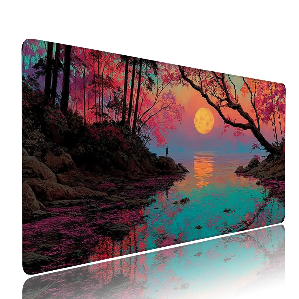 Tappetino Mouse Gaming xxl Accessori Scrivania Ufficio Colore Tramonto Grande Tappetino Mouse e Tastiera Sottomano da Scrivania 1200x600x3mm Base Antiscivolo, per PC Gamer Laptop Studio Casa d-148