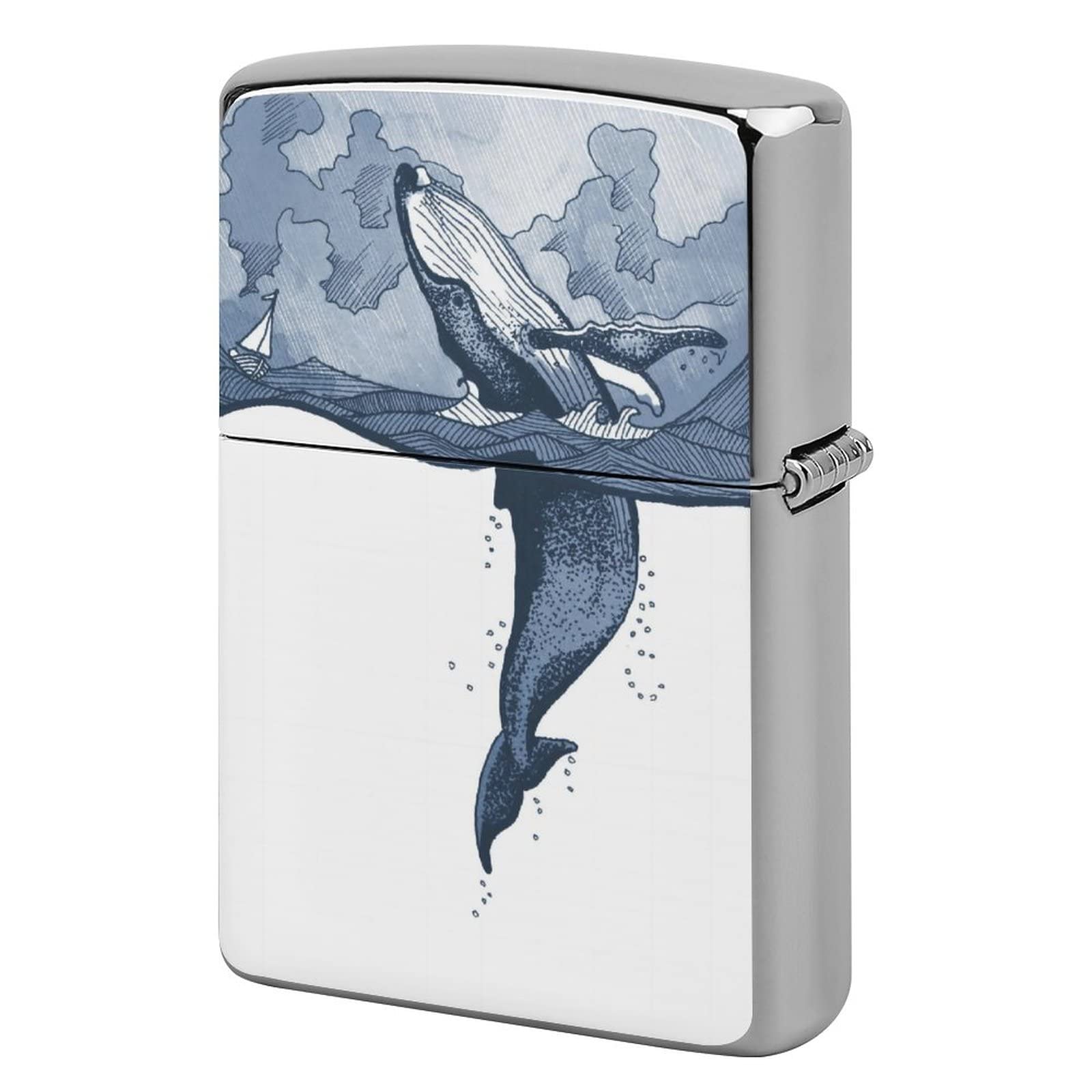 Amazon.co.jp: Zippo兼用ケース 傷ついたくじら 海 船 ジッポー