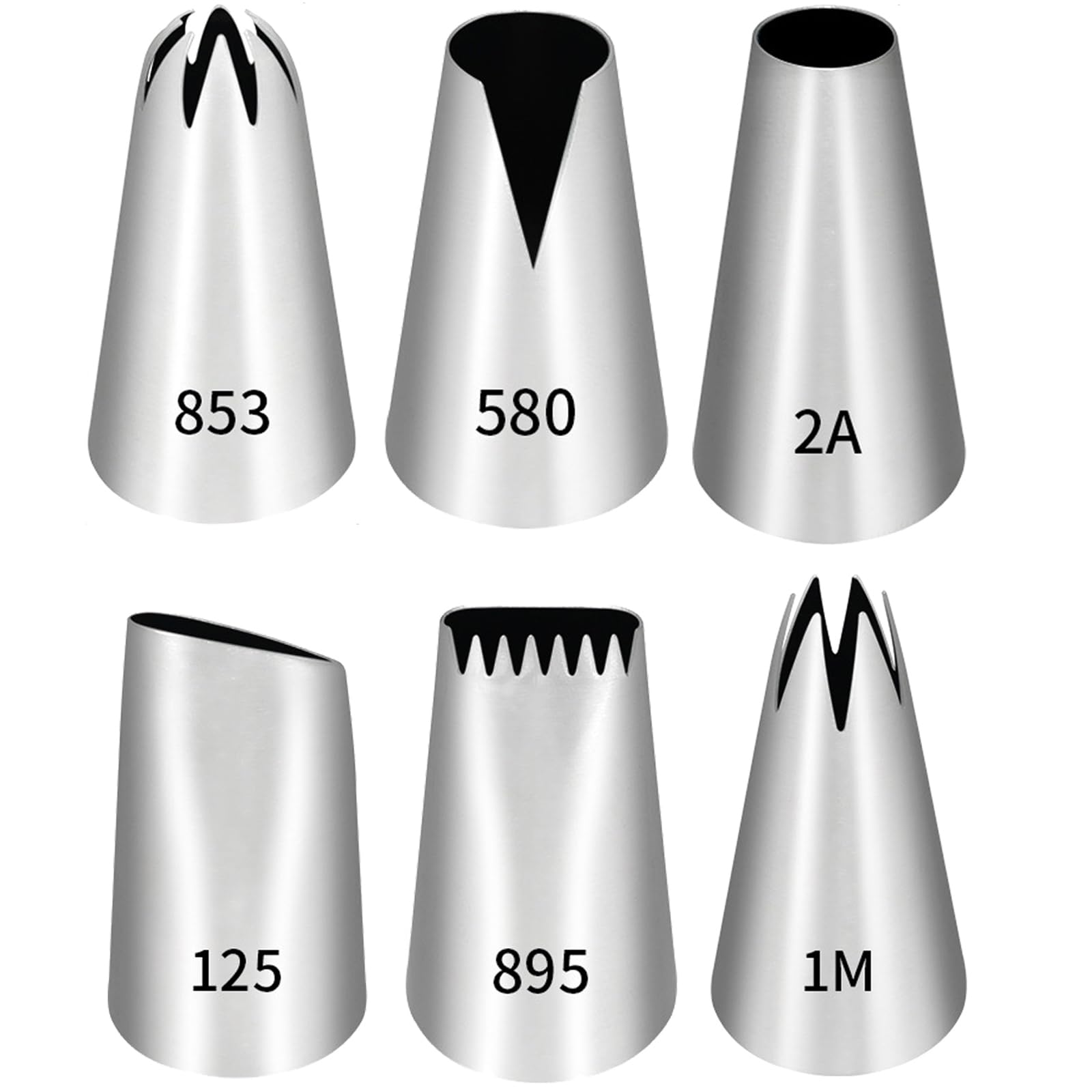 Lar Piping Tips - Juego de 6 boquillas profesionales de repostería para cupcakes, pasteles, postes, galletas y churros - Ideal para amantes de la detención de pasteles