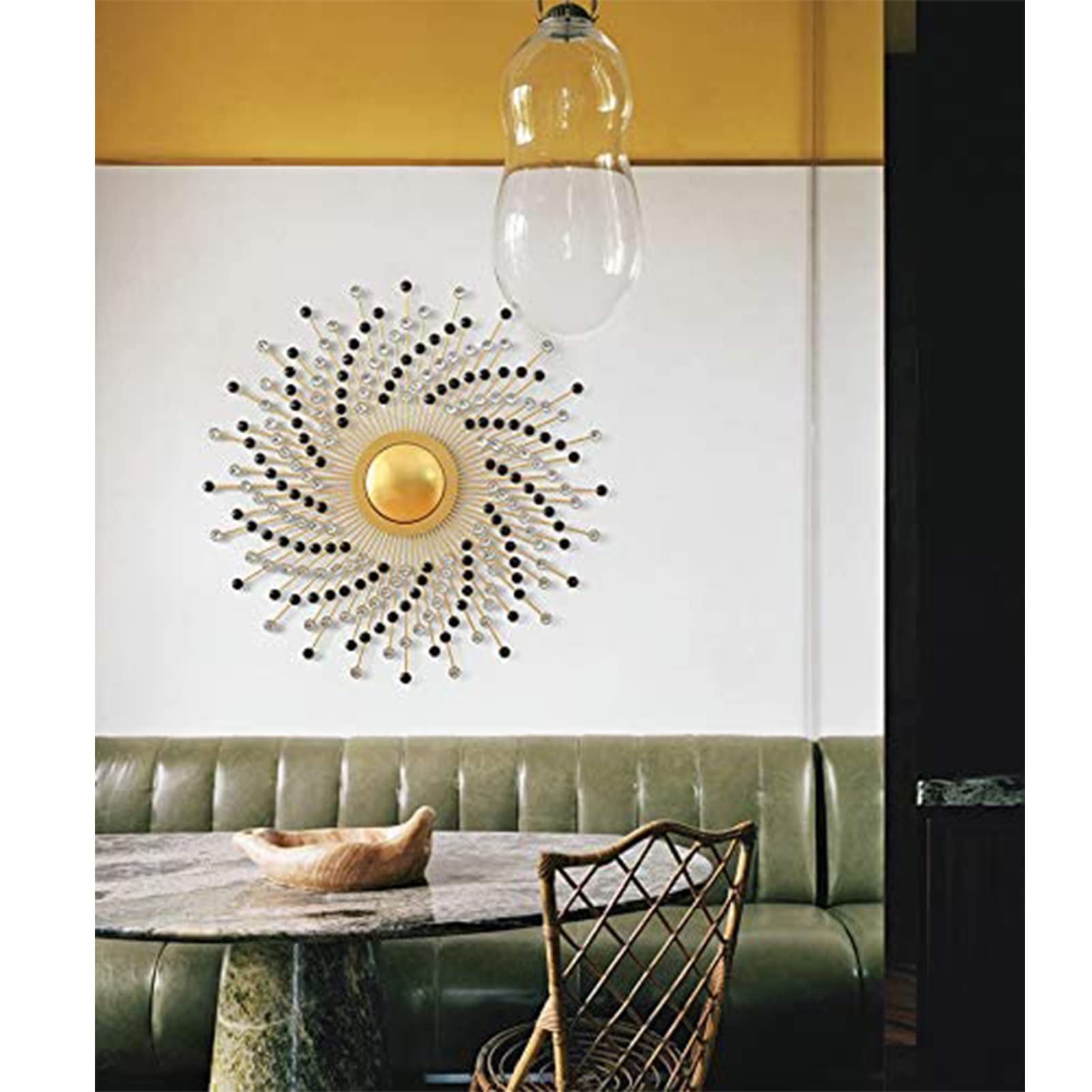 Großer runder Dekorative Wandspiegel, Gold Metall Rahmen Sunburst Dekorativer Wandspiegel, Wohnzimmer, Esszimmer, Flur Veranda Hängespiegel,Typeb,70cm(28inch)