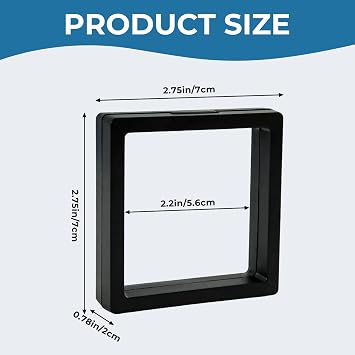10pcs Black 3D Floating Frame Display Holder Stands,Coin Display Stands,3D Floating Jewelry Frame for Jewelry Challenge Coins AA Medallions(2.8 x 2.8 x 0.8 Inches)