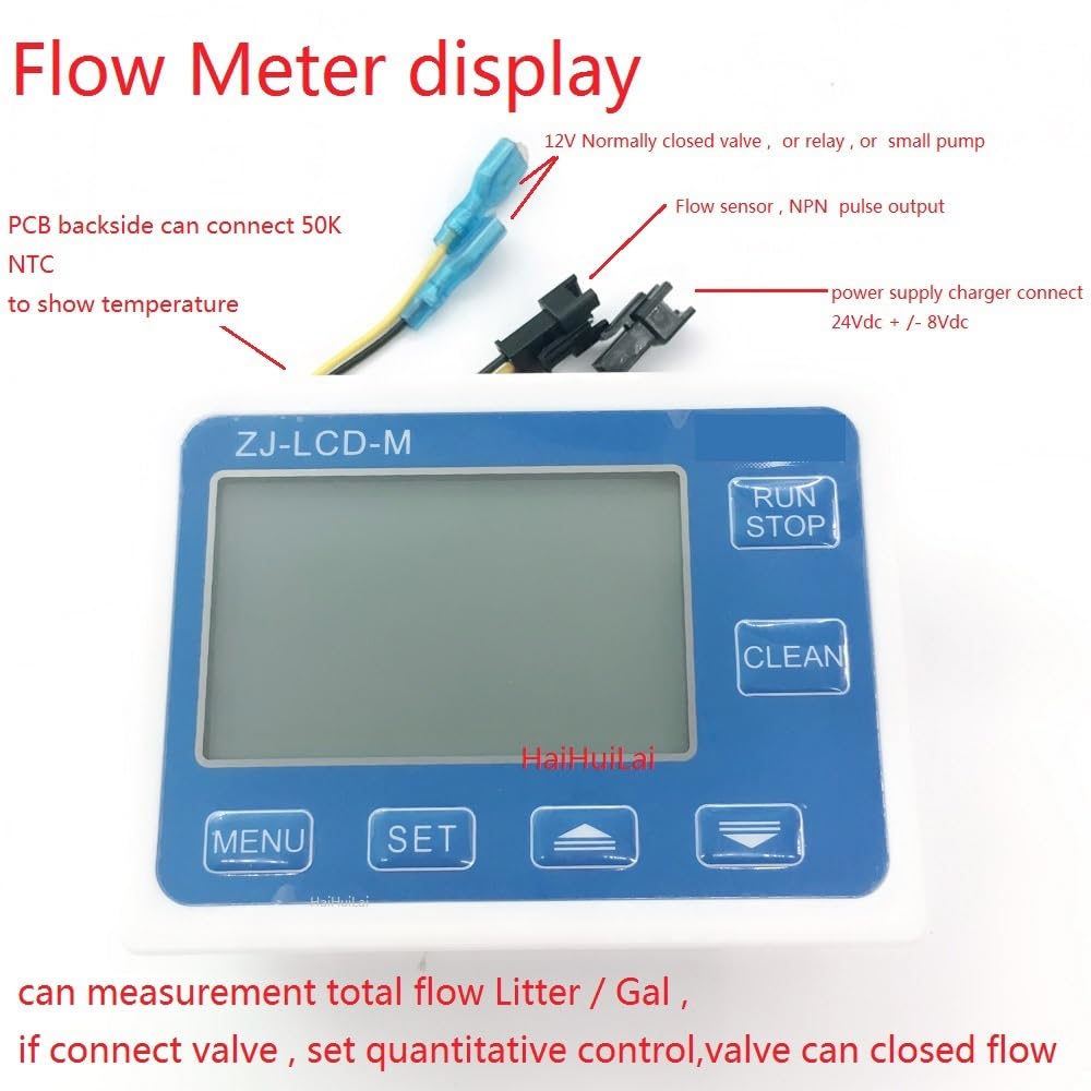 Misuratore di Portata Digitale, Regolatore quantitativo ZJ-LCD-M + sensore di Flusso da 1/2" + valvola + Alimentatore for la misurazione del Liquido in Acqua(Not NTC)
