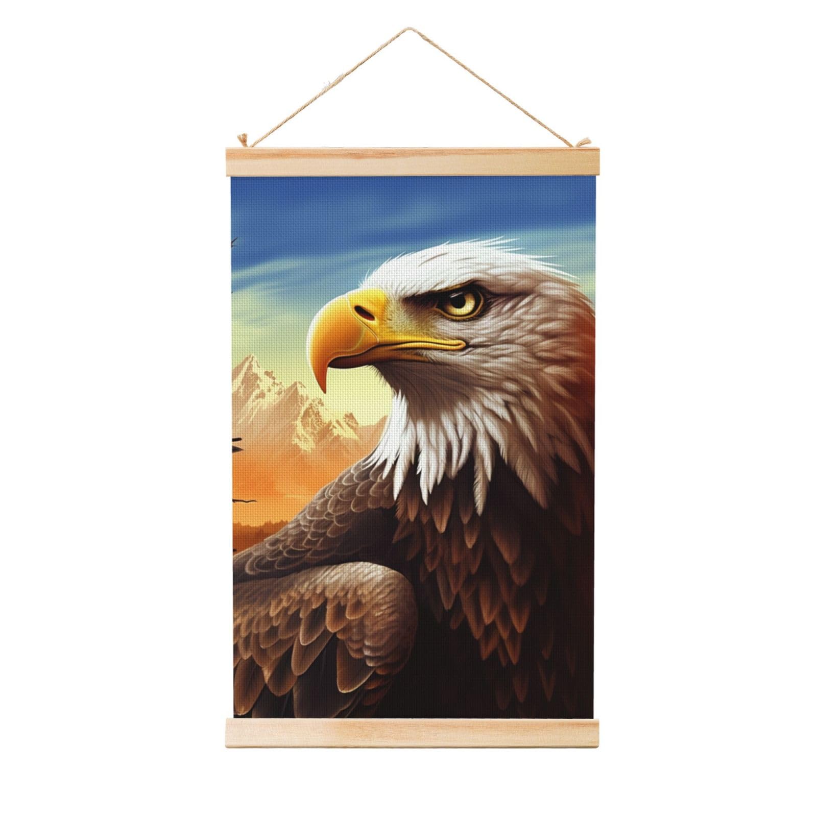 eagle Posters Wooden Shaft Hanging Poster Canvas Prints Scroll Wall Art Painting Vintage Wall Banner Modern Artwork Decor for Home Decor Ready to Hang 16"x24"