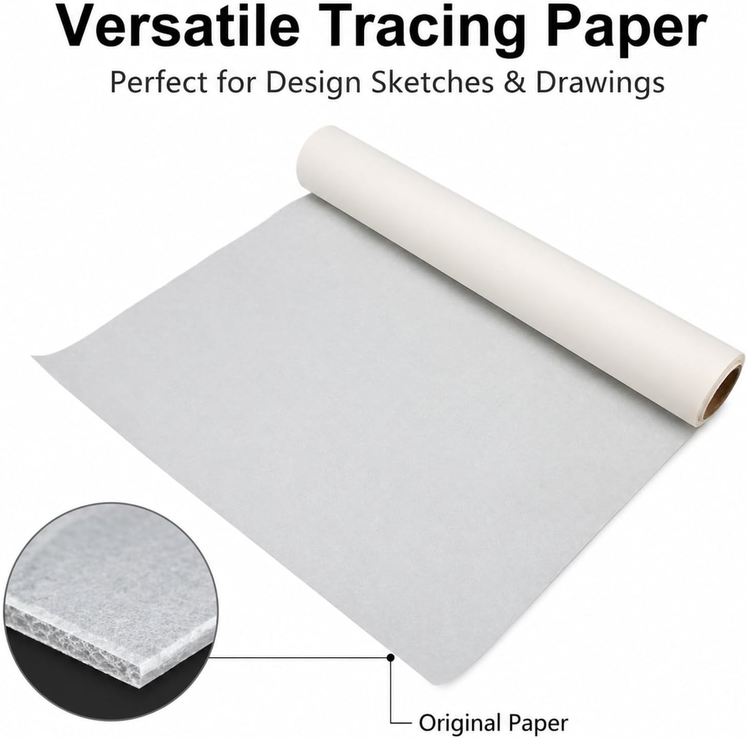 Tracing Paper Roll, White Pattern Paper for Dressmaking and Sewing, 46m High Transparency - Durable Craft Material, Smooth Writing Surface for Designers and Hobbyists (46m)