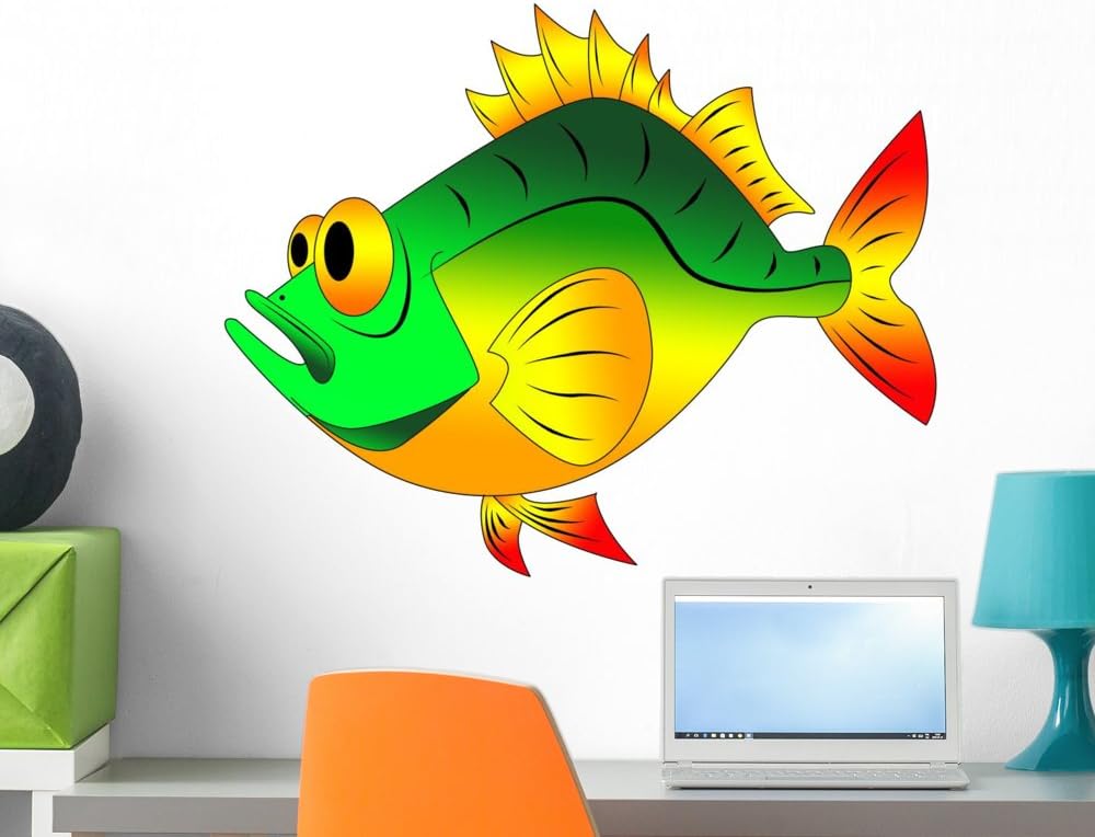Wallmonkeys FOT-30839255-24 WM229278 Funny Fish Peel and Stick Wall Decals, 24" W x 21" H-Medium