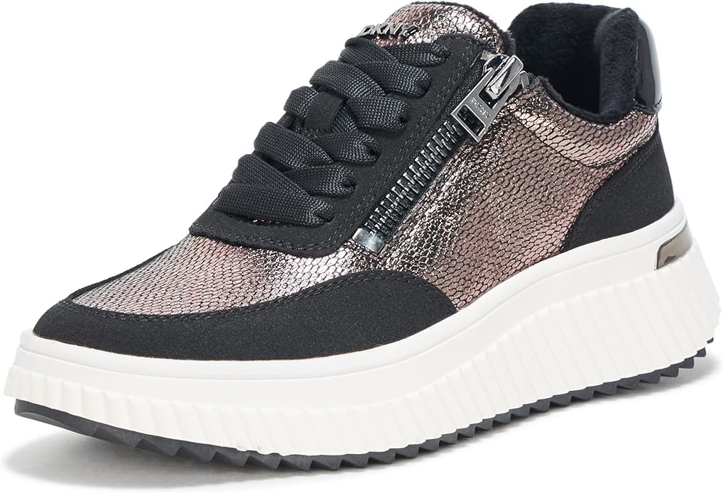 DKNY Women's Laurence Lace Up Sneaker with Side Zipper
