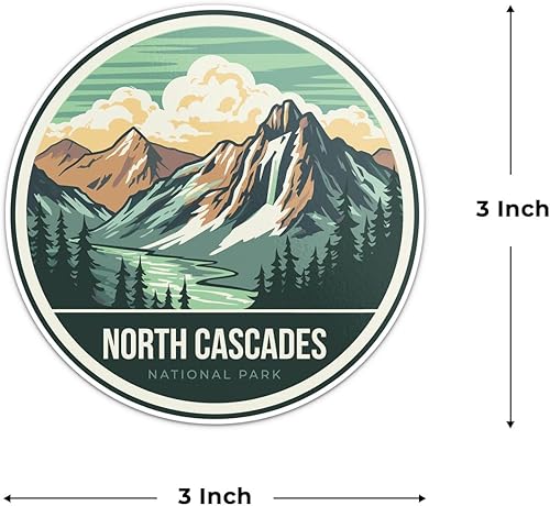 Miniatura 2 de North Cascades National Park - Calcomanía de vinilo impermeable para parachoques de automóvil, laptop, equipaje, botella de agua, pared y ventana,