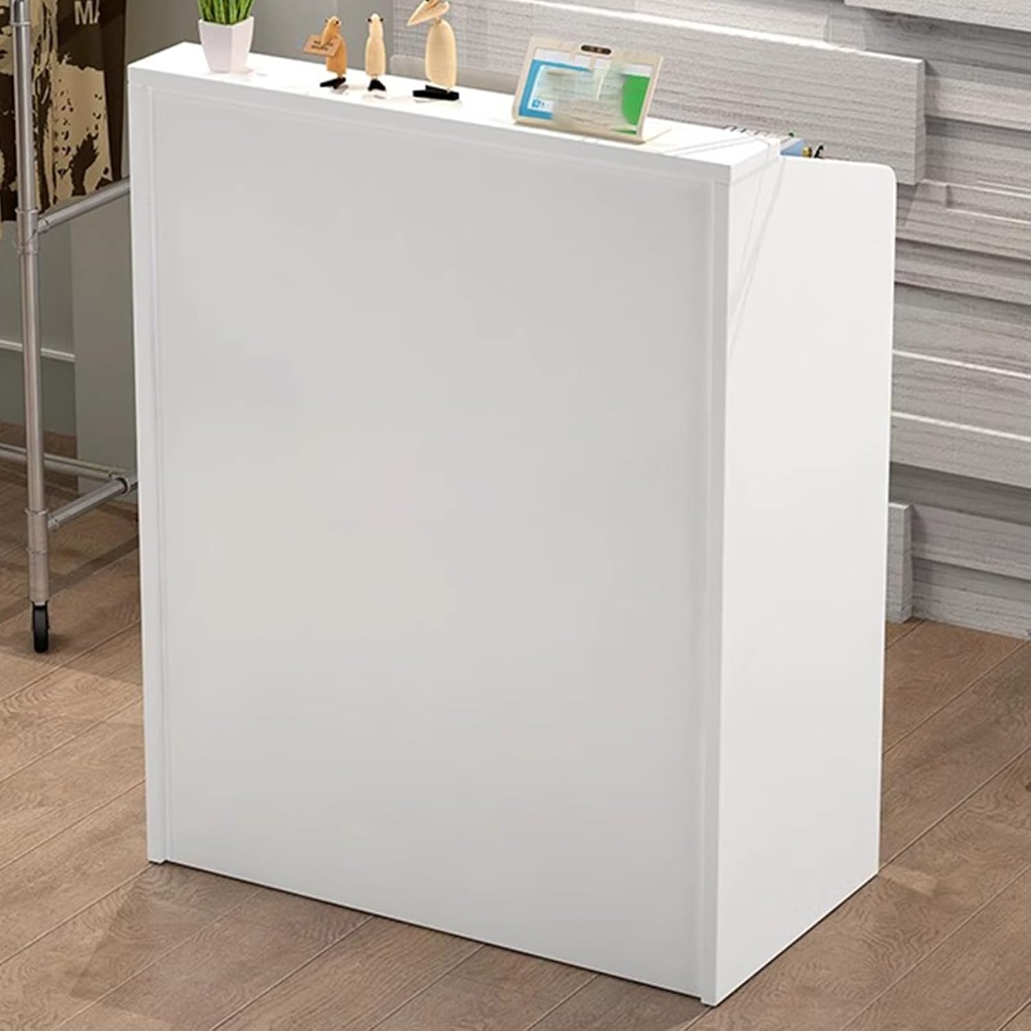 Small Reception Desk, Reception Counte, Modern Retail Counter, Front Counter Desk with Lockable Drawer, Lobby Retail Checkout Counter Table(White,60cm)