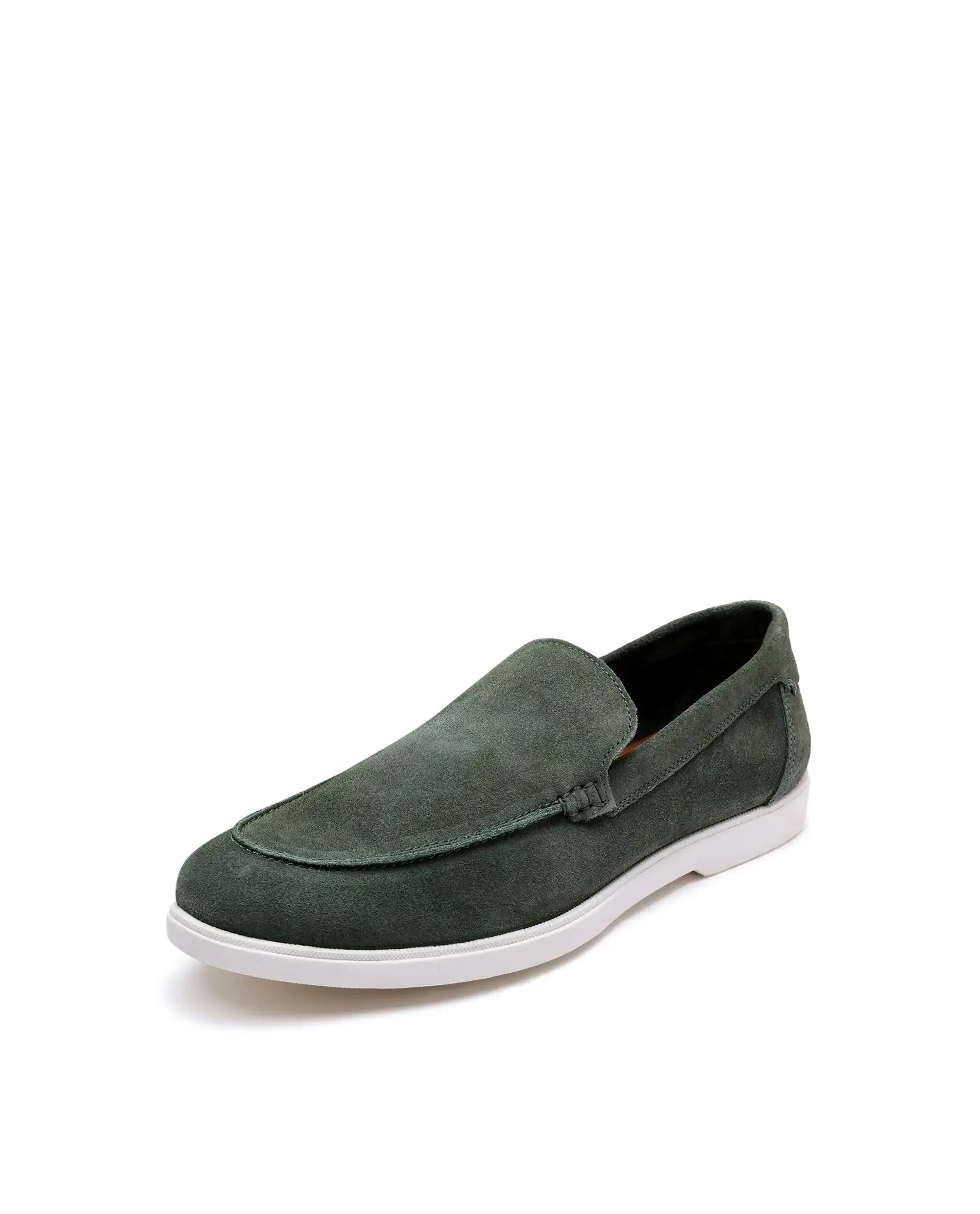 Rare Rabbit Mens Velour Sage Green Suede Loafers - Image 1