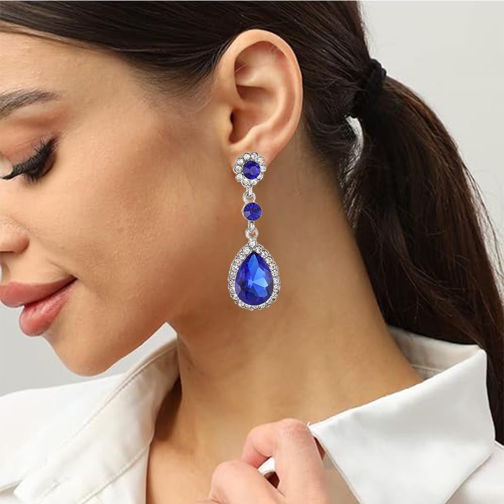 Gorgeous Austrian Crystal Rhinestone Wedding Bridal Teardrop Drop Dangle Earrings - Image 2