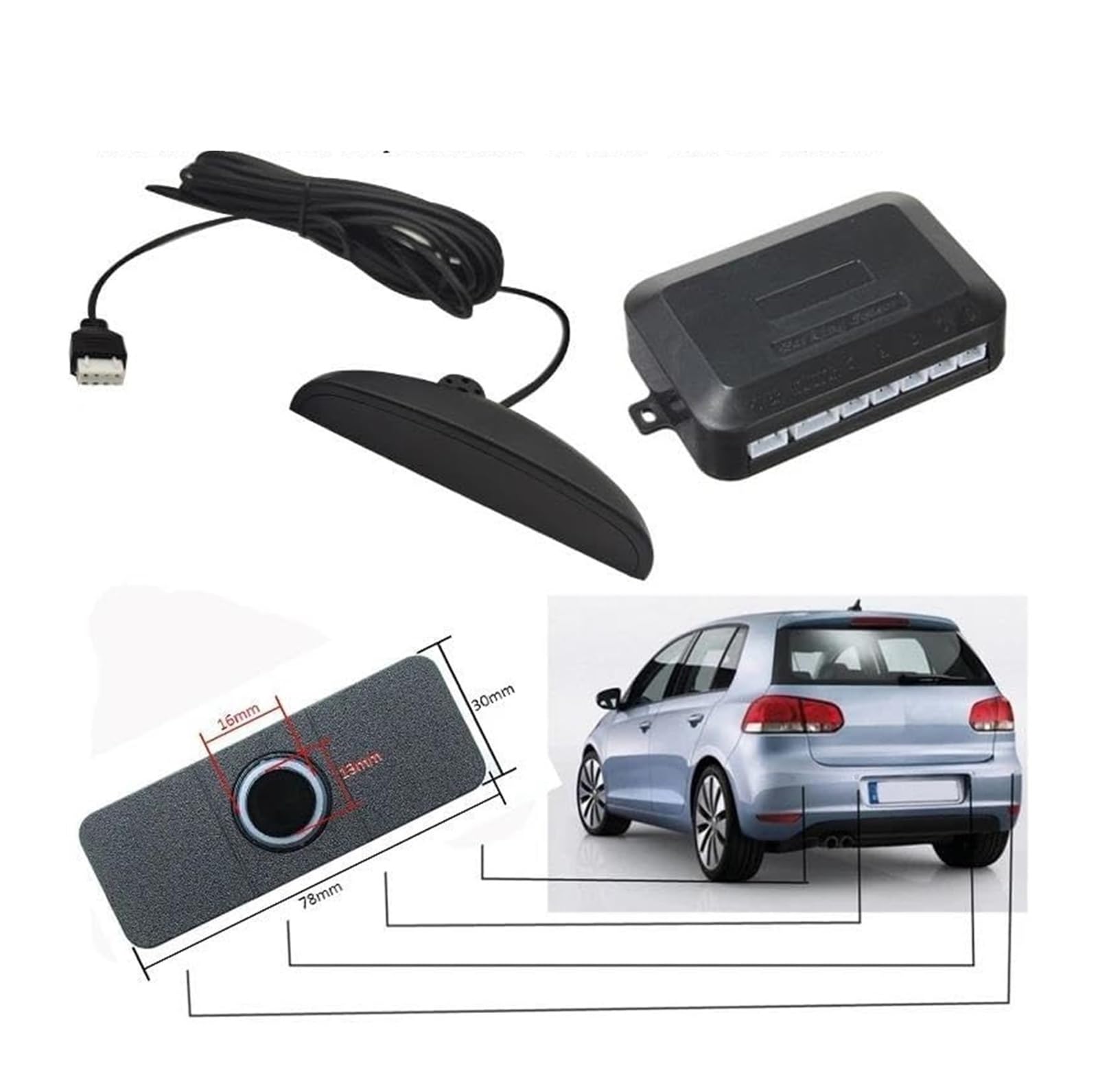 Sensores Radar Marcha Atrás Traseros para Coche 13 Mm Inductor Asistencia Aparcamiento Parktronic Estándar 4 Unidades/Lote Sensor De Aparcami(Grey)
