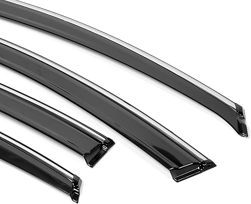 Miniatura 8 de IKON MOTORSPORTS - Visera de ventana compatible con Nissan Altima 2013-2018, policarbonato teñido ahumado y semitransparente con ribete cromado,