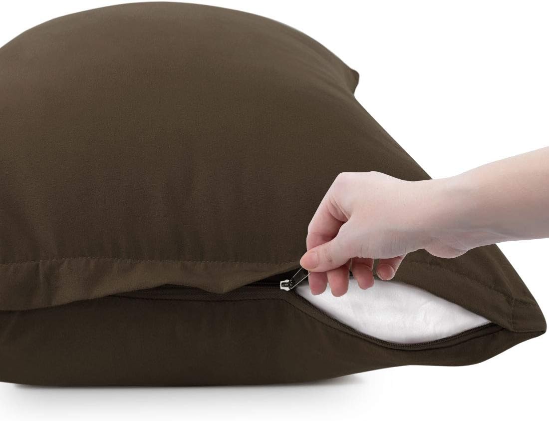 PiccoCasa Pillow Cases Set of 2, Zippered Travel 14x20 Brown image 5