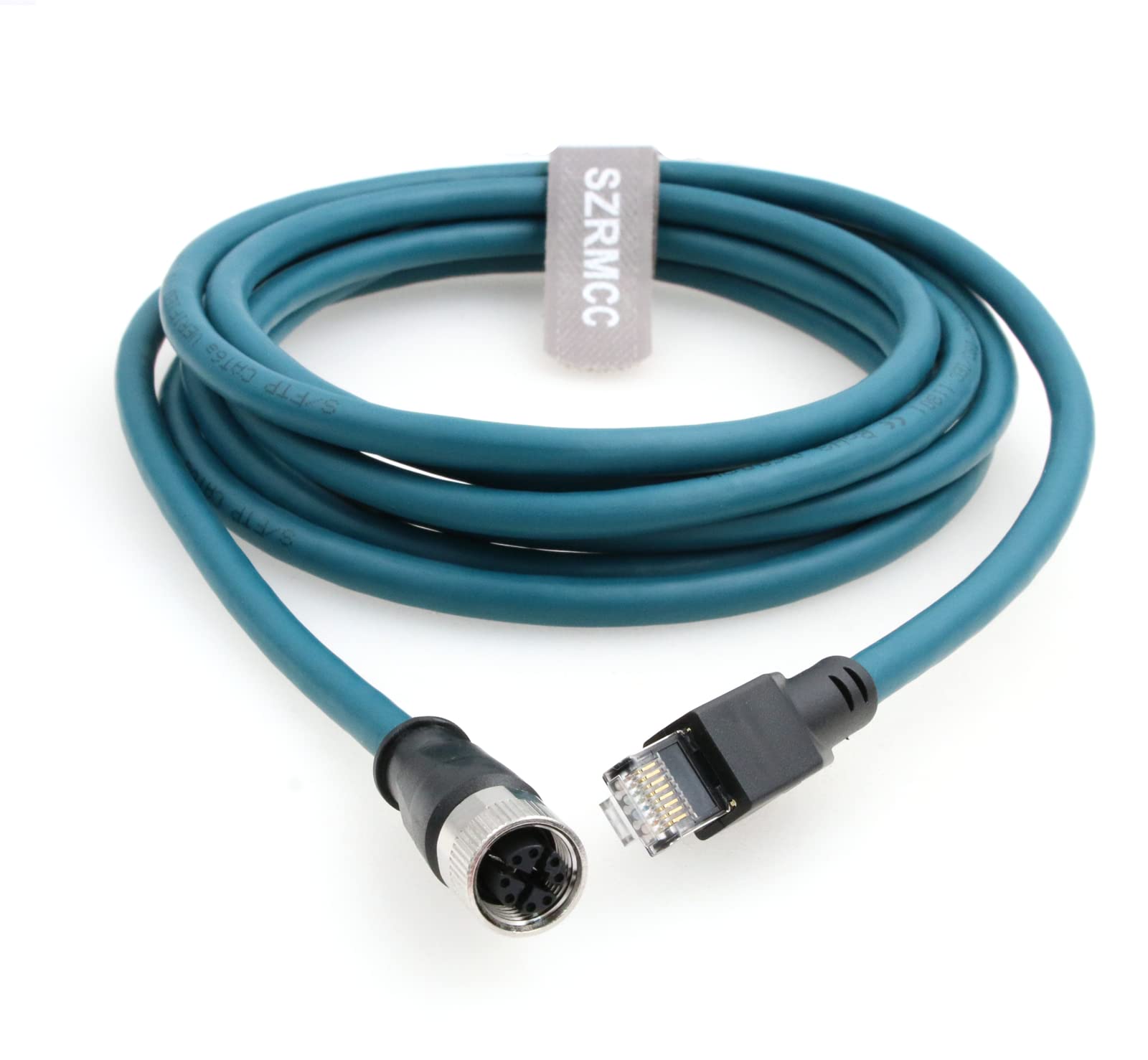 SZRMCC M12 X-Code 8 Pin Buchse auf RJ45 Ethernet Sensor Kabel Cat 7e Hochflexibel Wasserdicht Netzwerkkabel für Industriekamera Automatisierungs (5m)