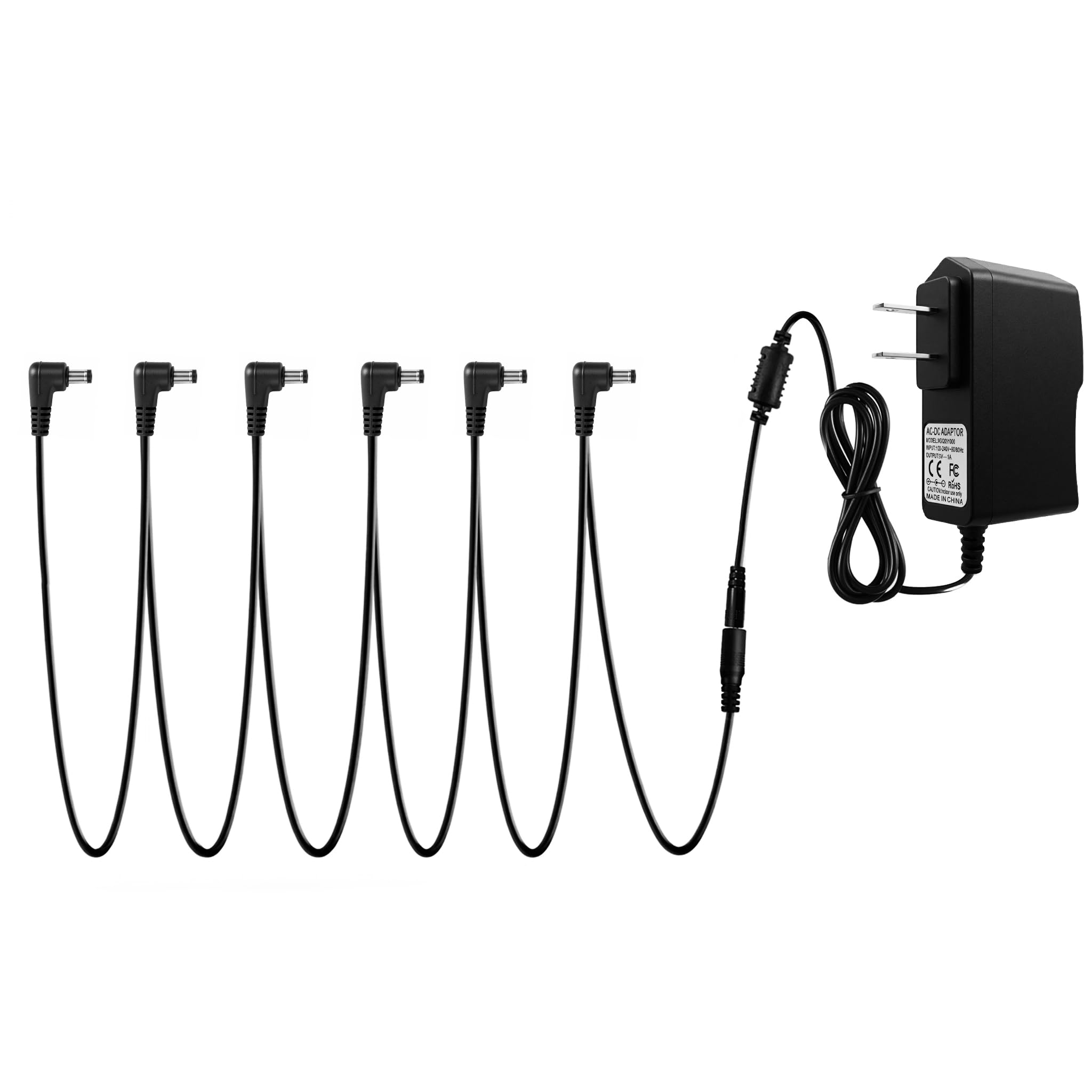 Rockhouse 9V DC 1A Guitar Pedal Power Supply Center Negative 9 Volt Adapter Power Cord with 6 Way Daisy Chain Cables for BOSS Guitar Effect Pedals-image-15