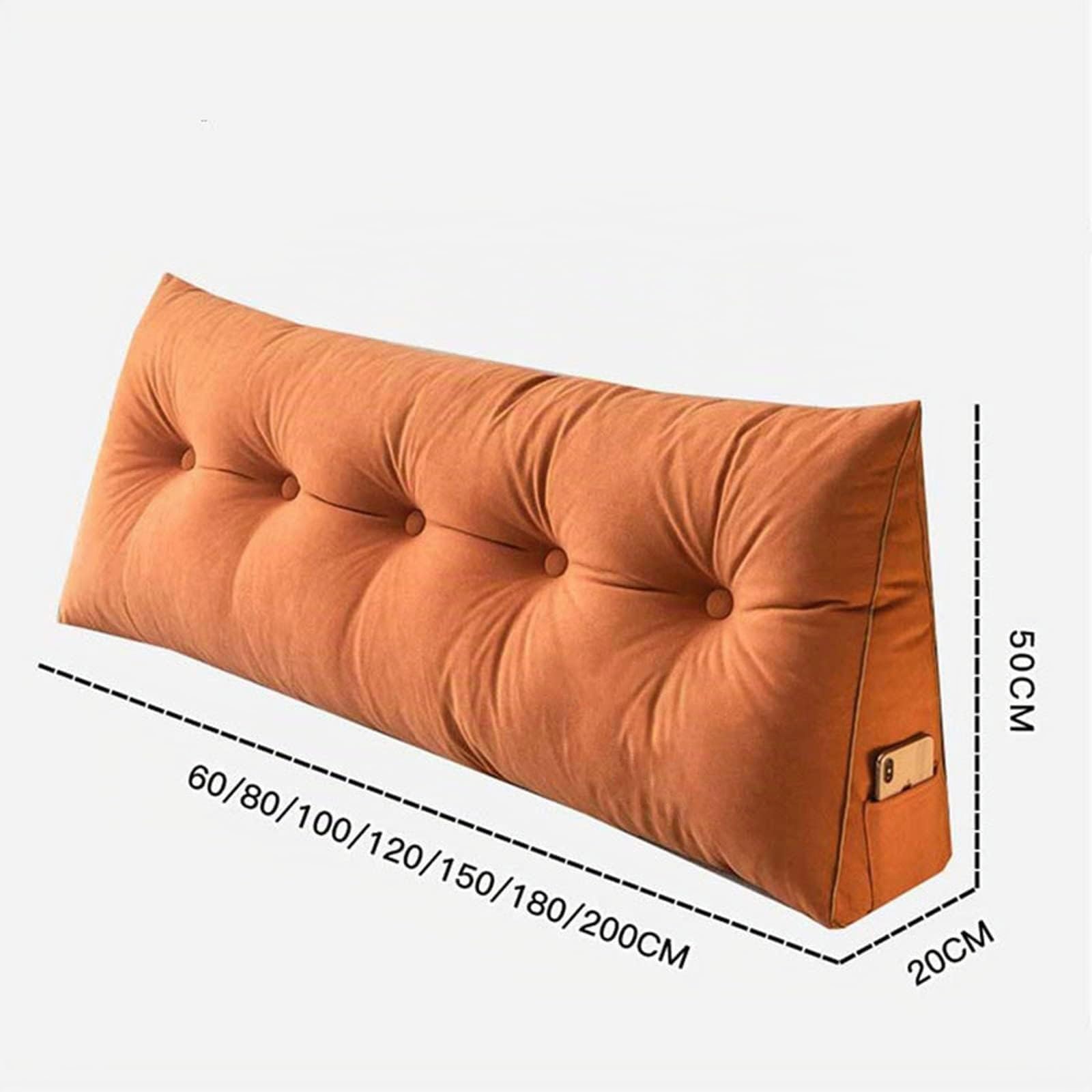 Almohada de Lectura, Almohada Cuña Adulto para Cama Cabecero Respaldo Triangular con Funda Extraíble Cojines de Cuña Almohada de Apoyo Lumbar para La Espalda,80×50×20cm-Bianco